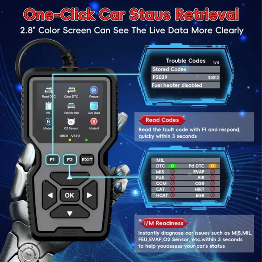 🚗 OBD2 Advanced Diagnostic Tool – Professional Engine Code Reader 🔧
